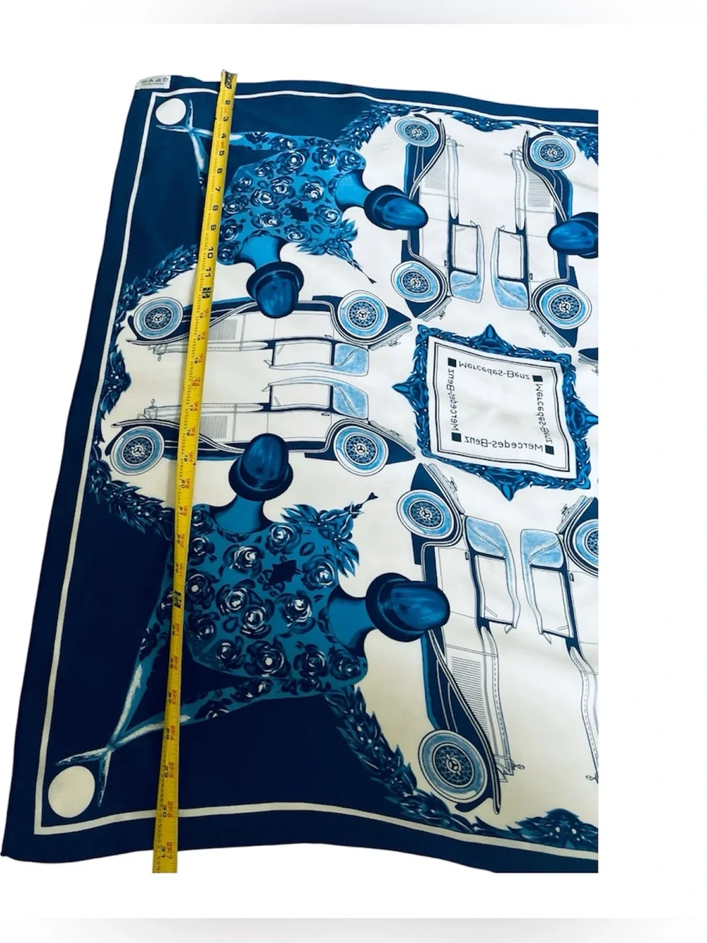 🧣 Vintage Mercedes-Benz Silk Scarf - Pristine Condition | Rare Collector's Piece
